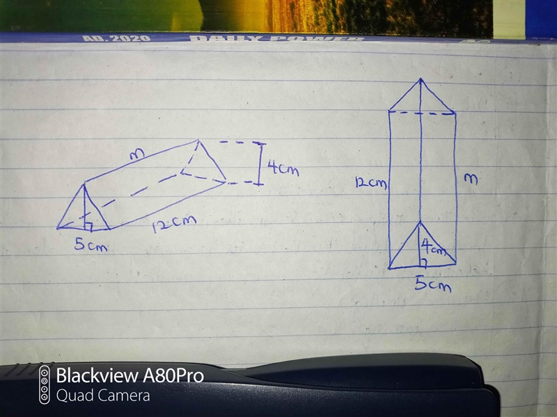 Alfreda made a container shaped like a triangular prism, as shown in the diagram. What-example-1