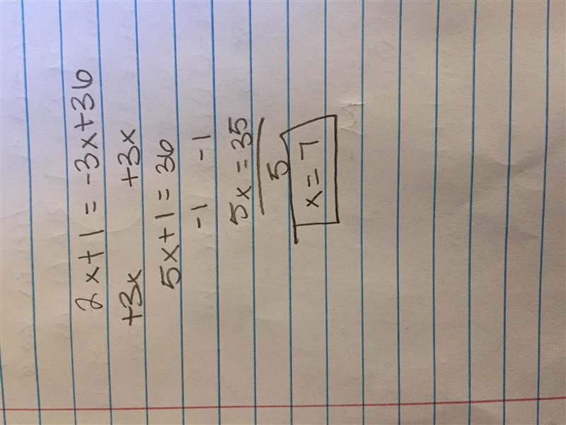 Solve for x: 2x+1= -3x+36-example-1