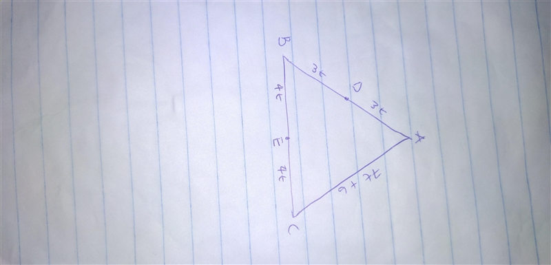 Points D and E are midpoints of the sides of triangle ABC. The perimeter of the triangle-example-1