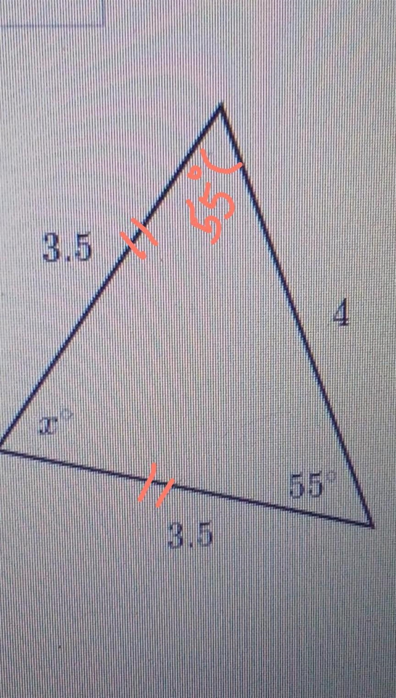 Find the value of x in the triangle shown below ​-example-1