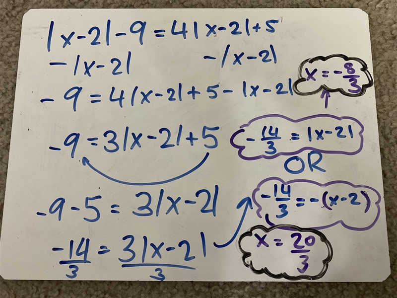 I need help -6|x-2|-9=4|x-2|+5-example-1