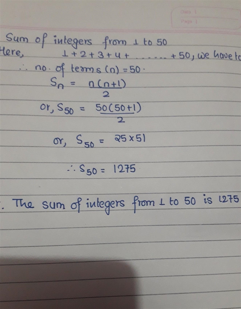 The sum of the integers from 1 to 50-example-1