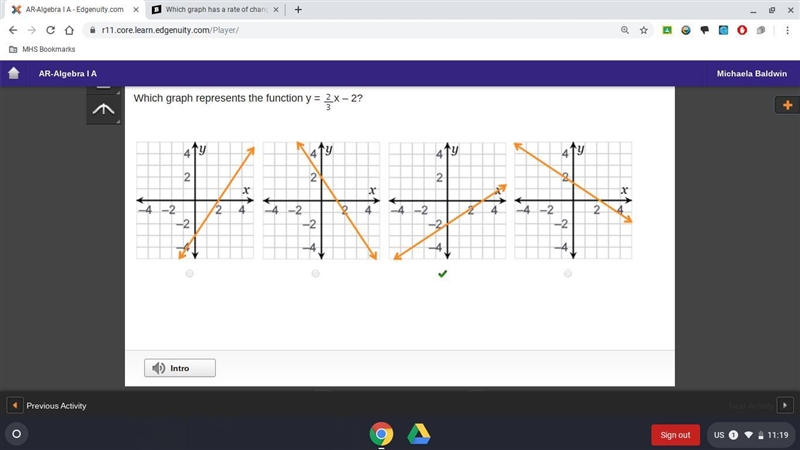 Which graph has a rate of change equal to one-third in the interval between 0 and-example-2