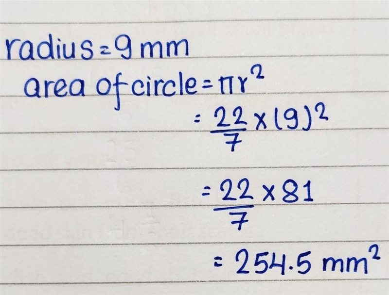 can someone plz help me? i need to find the area of a 9mm circle and round my answer-example-1