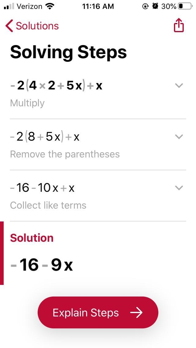 3. Simplify the polynomial. Answers must be in standard form. -2(4x2 + 5x) + x(x2 + 6x-example-1