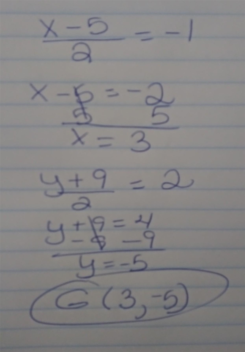 5. Find the coordinates of G if F(-1,2) is the midpoint of GJ and J has coordinates-example-1