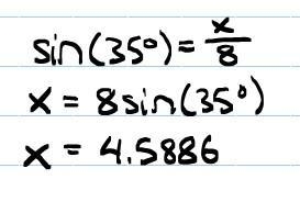 Decide which trigonometric ratio to use. Solve for x in the triangle below. Round-example-1