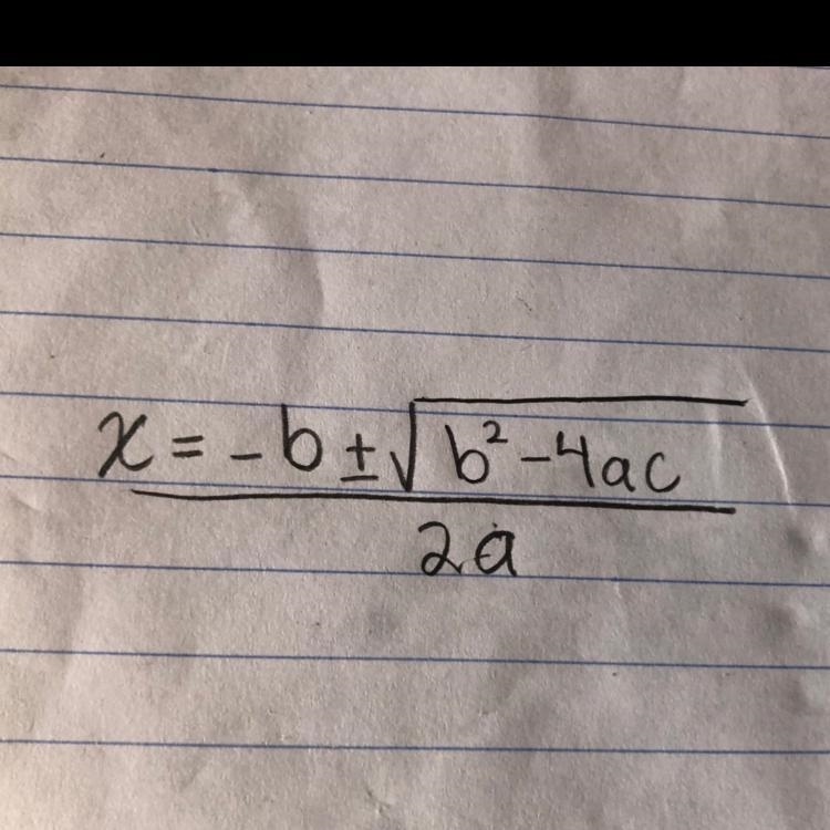 What is the quadratics formula?-example-1