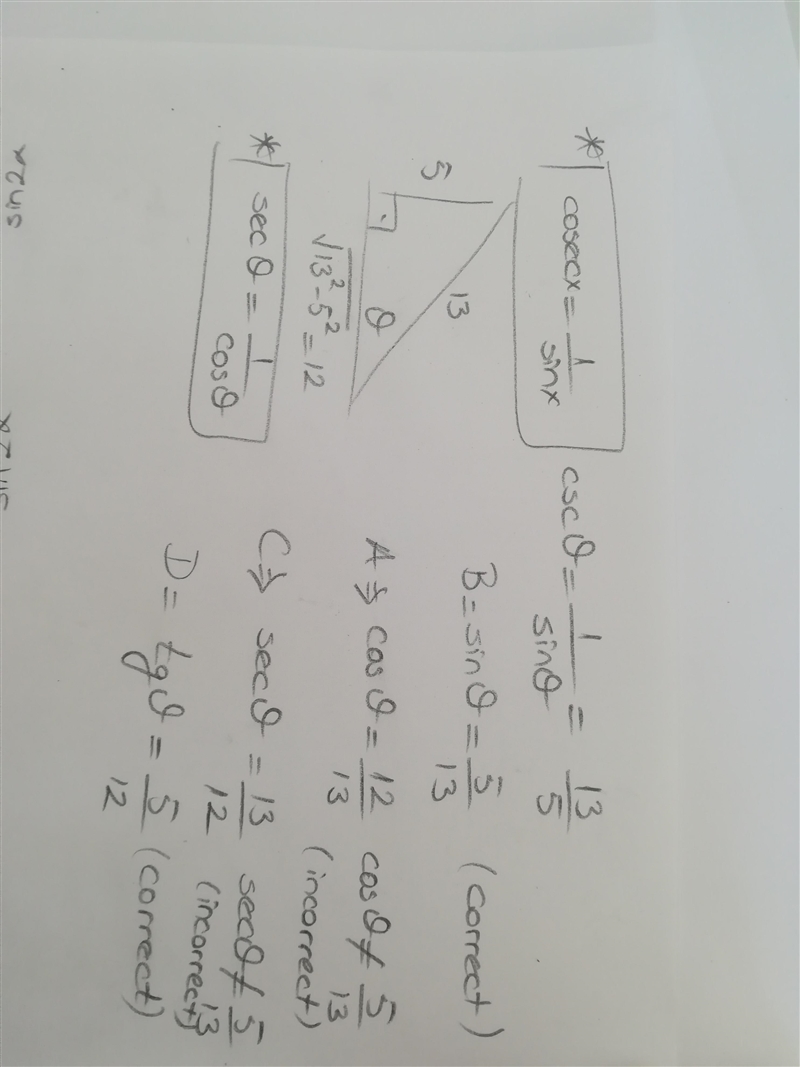 Check all that apply. If csc0=13/5, then:-example-1