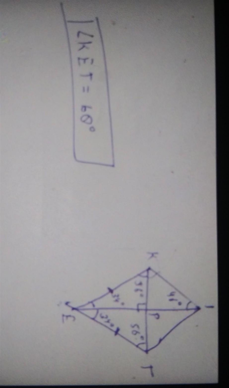 The diagonals of kite KITE intersect at point P. If m A. 34° B. 46° C. 68° D. 92°-example-1