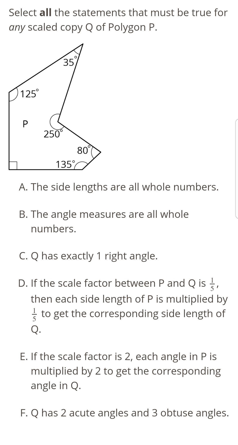 I dont understand scaling..Help. Select the four statements that must be true for-example-1