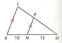 Suppose that LM=24. Use the triangle proportionality theorem to find PM-example-1