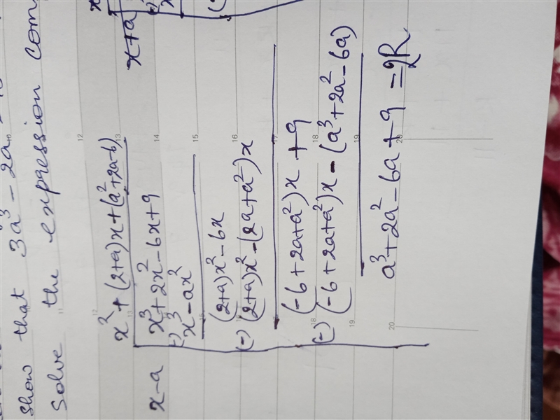 F(x)=x^3+2x^2-6x+9 when f(x) is divided by x+a, the remainder is R, when divided by-example-1