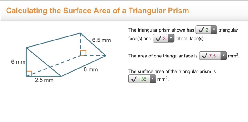 Calculating the Surface Area of a Triangular Prism The triangular prism shown has-example-1