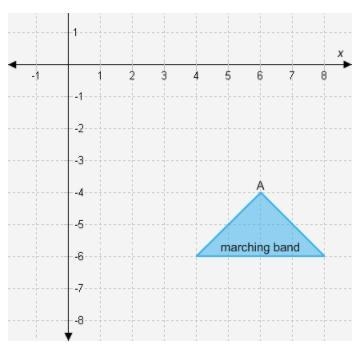 A marching band stands in a triangle formation. The drum major stands at A, one of-example-1