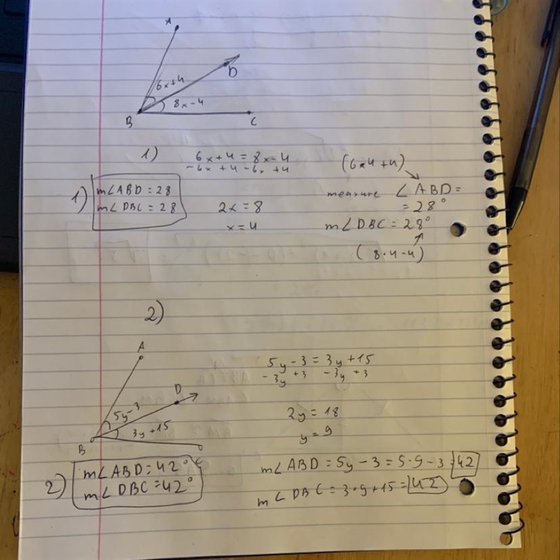 URGENT PLS HELP BD bisects ABC. Find each of the following 1. Find the measure of-example-1