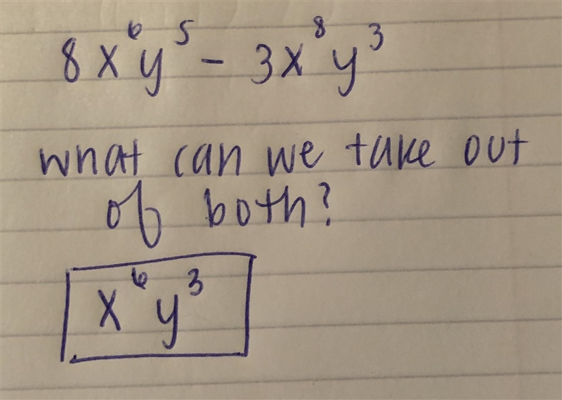 8x⁶y⁵- 3x⁸y³ find the GCF of the given polynomial​-example-1