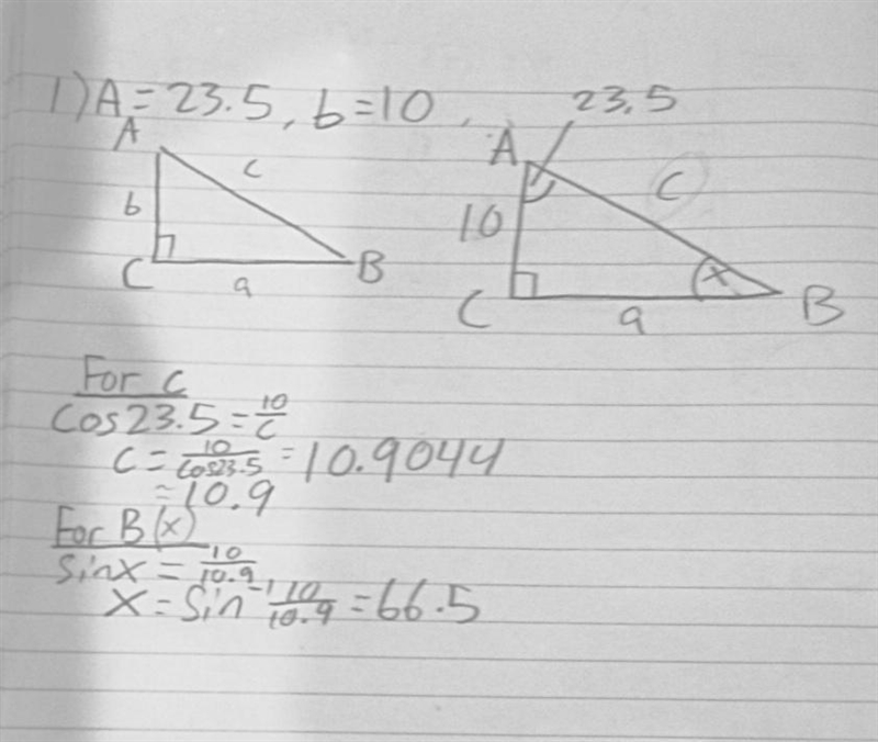 Solve each triangle using the information provided. If necessary, round to the nearest-example-1