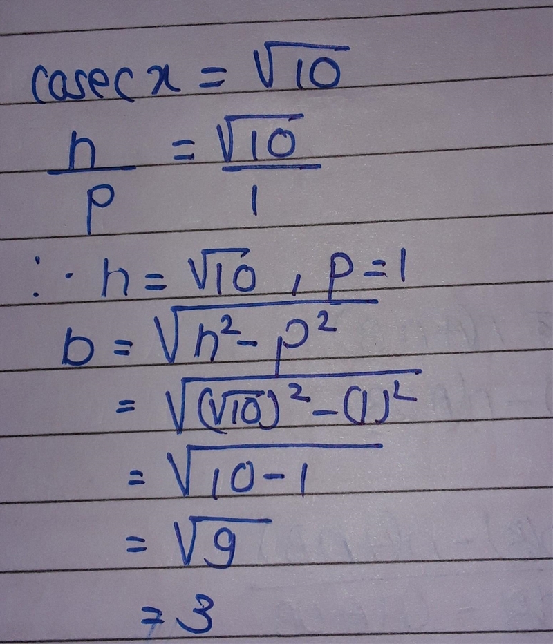 . If cosec x = √10, cos x =-example-1