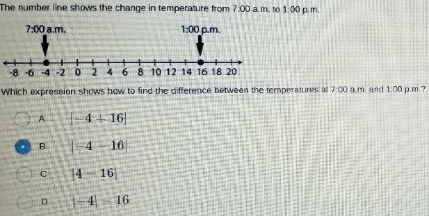 The number line shows the change in temperature from 7:00 a.M. To 1:00 p.M. Which-example-1