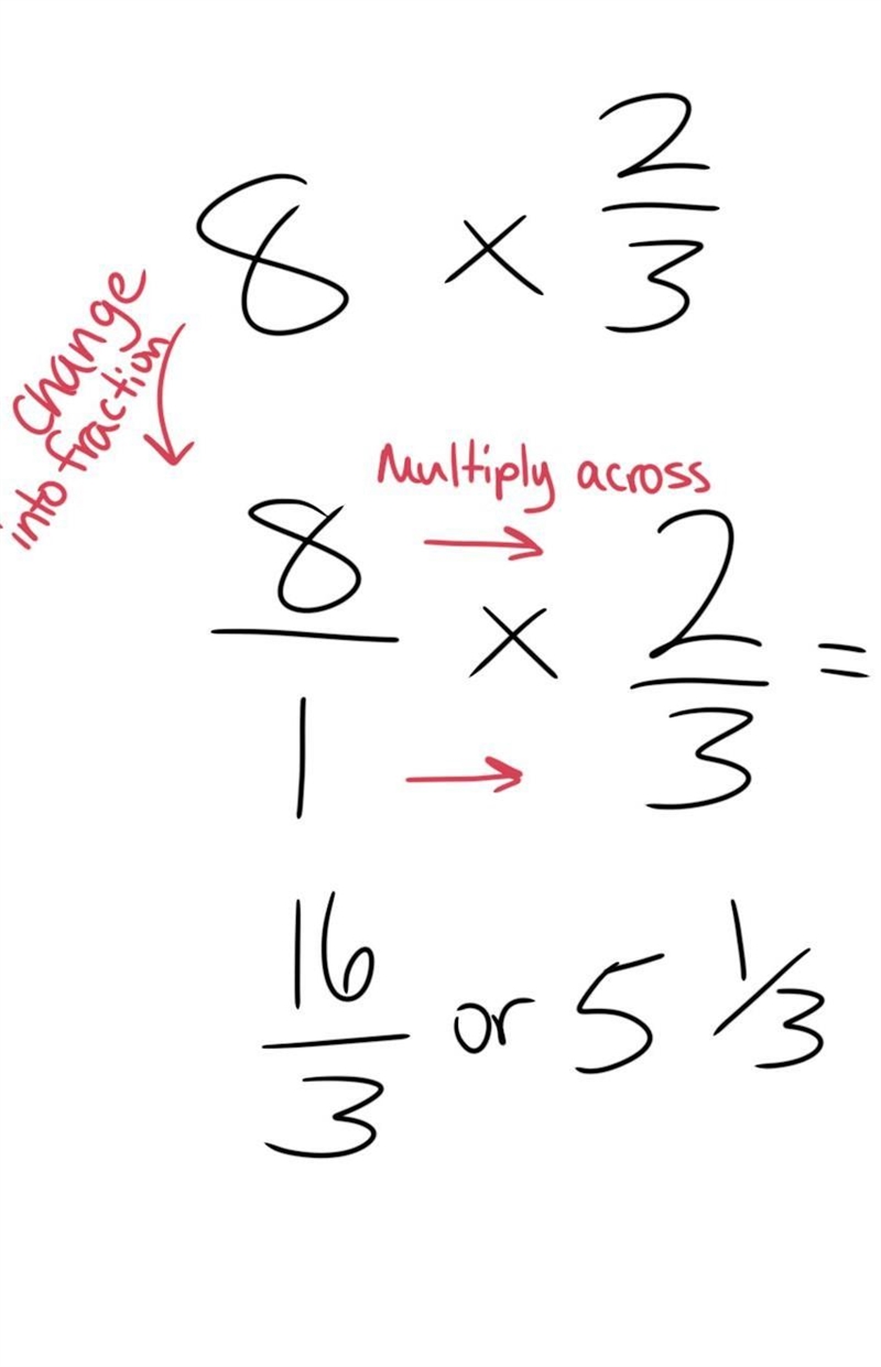 When 8 is multiply by 2/3, the product is? ​-example-1