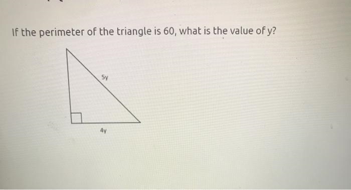 If the perimeter of the triangle is 60, what is the value of y?-example-1