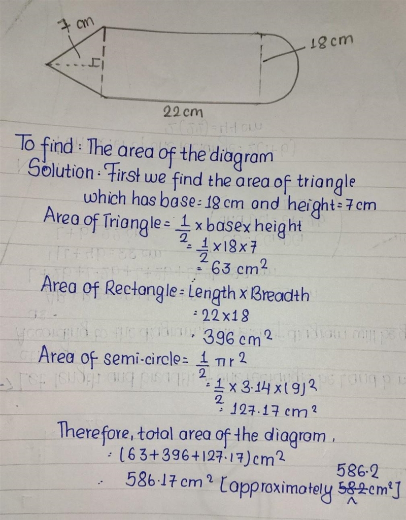 What is the area of the figure below use 3.14 for pie-example-1