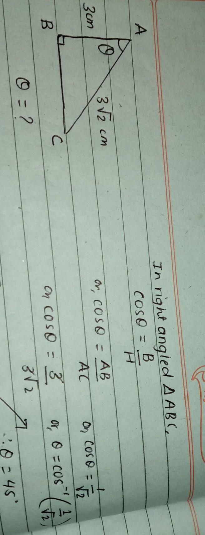 In the adjoining figure, ABC is a right-angled triangle, where B = 90°, AB = 3 cm-example-1