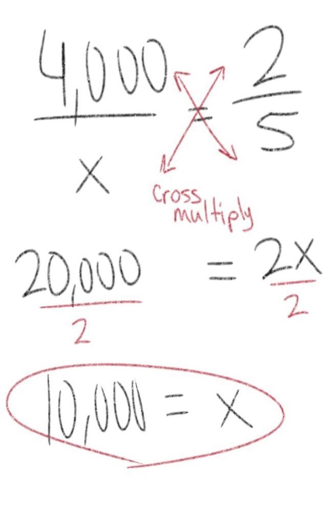 4,000 is equal to 2/5 of what number?-example-1