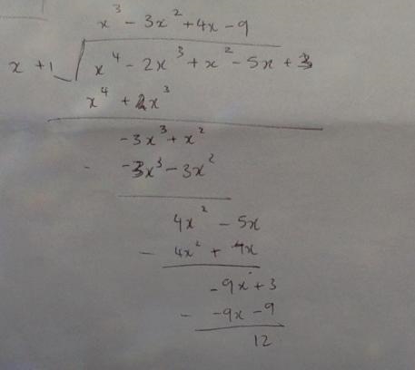 PLEASE HELP!!! find the remainder when x^4-2x^3+x^2-5x+3 is divided by x+1 a. -2 b-example-1