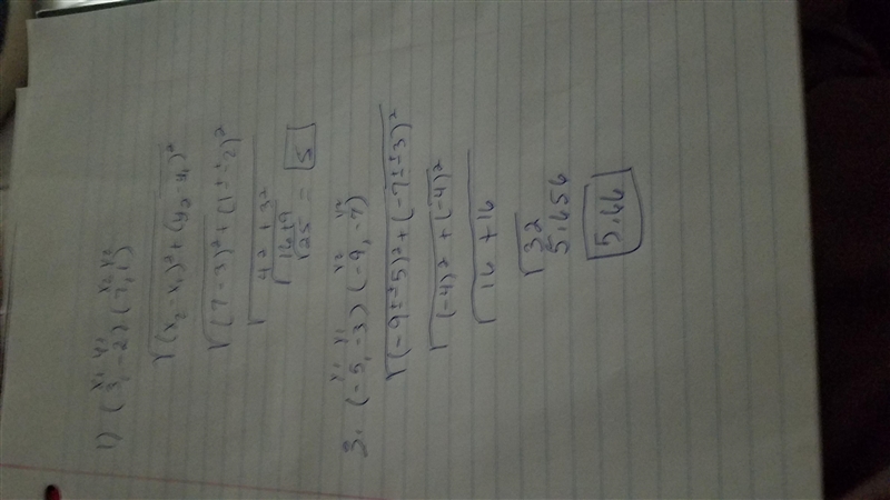 A. Determine the distance between the ordered pairs given below. Round off your answers-example-1