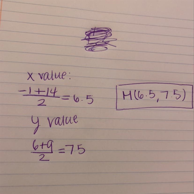 Find the midpoint. (-1,6) and (14,9)-example-1