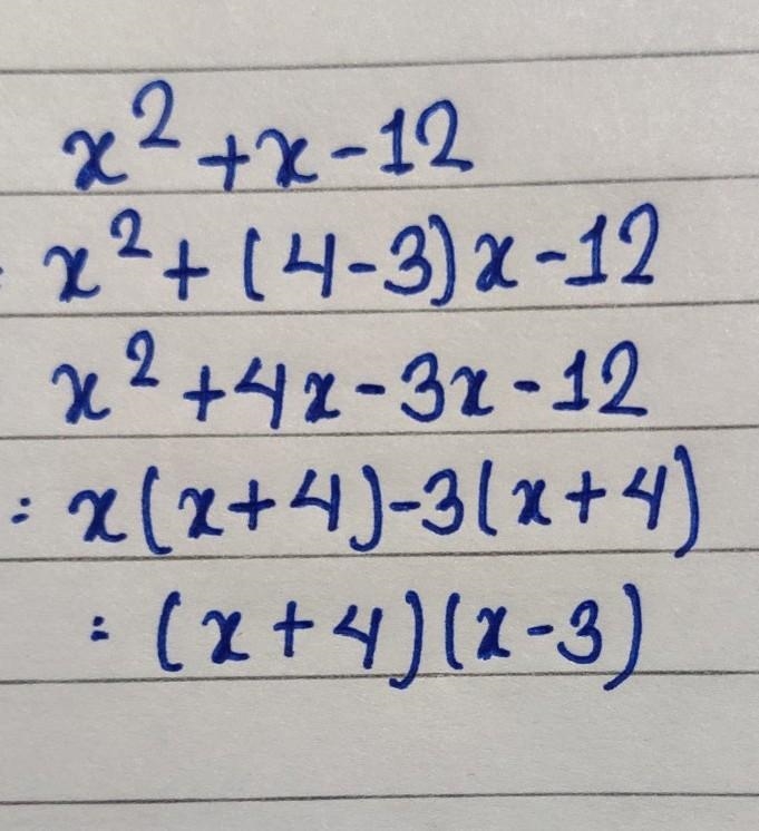 Which of the binomials below is a factor of this trinomial? x²+x-12 O A. x + 6 O B-example-1