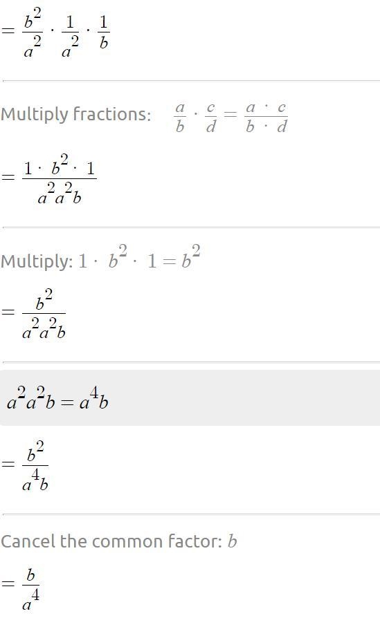 Simplify (a^-2*b^2/a^2*b^-1) The answer is B-example-1