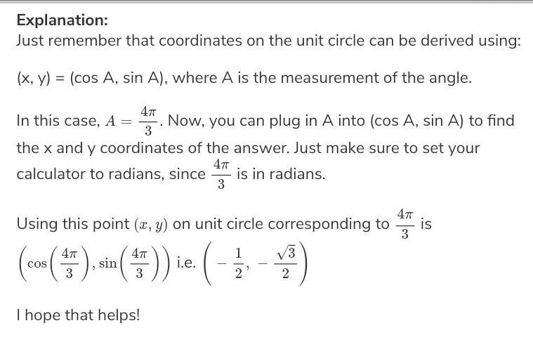 Use the unit circle to find the point (x,y) that corresponds to the real number t-example-1