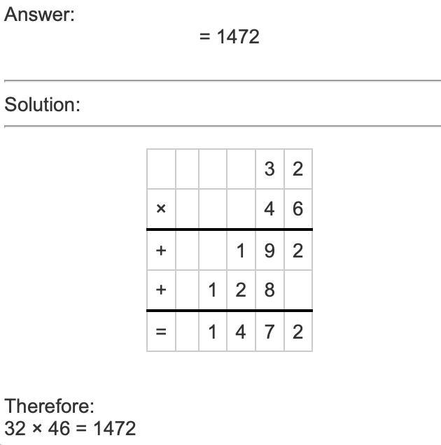 What is 46 x 32? i am in grade 2 plz help-example-1