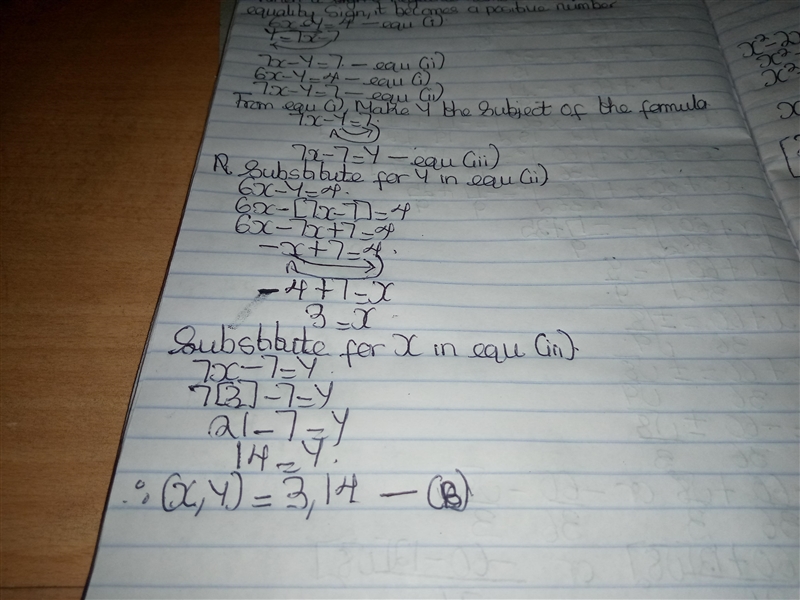 Use the substitution method to solve the system of equations. Choose the correct ordered-example-1