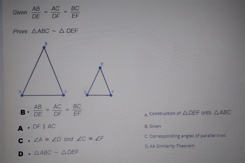 Please help me with this proof. Help me match it​-example-1