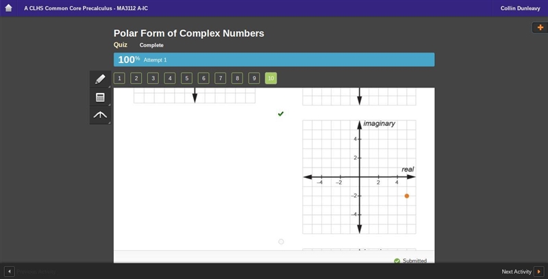 Review the graph of complex number z Which graph shows the conjugate of Z?-example-1