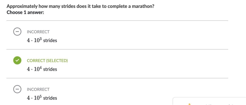 Approximately how many strides does it take to complete a marathon? Choose 1 answer-example-3