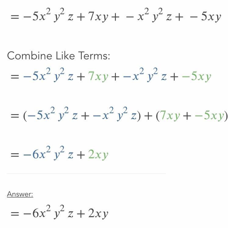 -5x²y²z + 7xy - x²y²z - 5xy-example-1