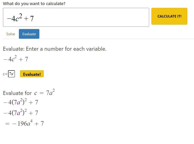 -4c^2+7, c=7a^2 solve for c-example-1