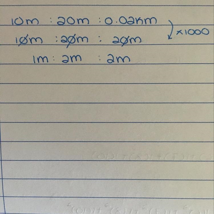 Simplify: 10 m: 20 m : 0.02 km-example-1