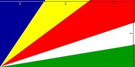 The flag of seychelles is shown below. The rectangular flag has a length of 3 feet-example-1