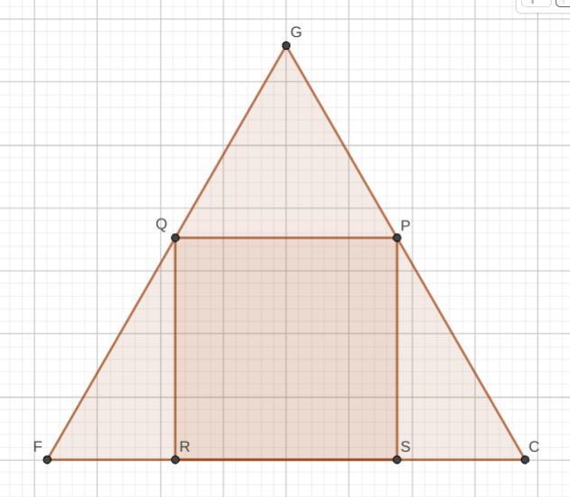 Given: △CGF ,CG=GF=CF=and, KOPS is a square inside this triangle with one side on-example-1