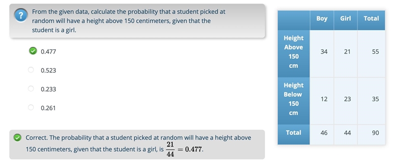 From the given data, calculate the probability that a student picked at random will-example-1