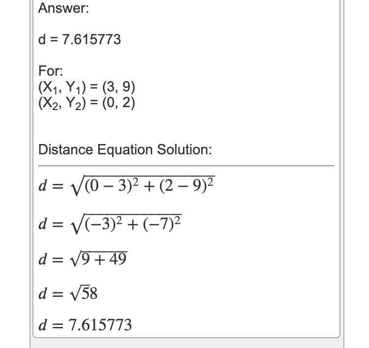 Find the distance between the two points in simplest radical form. (3,9)and (0,2)-example-1