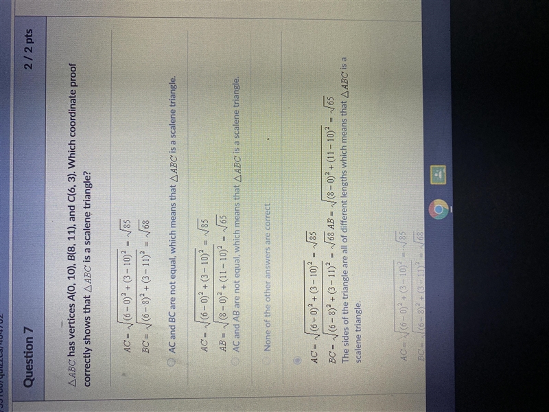 QUICK HELP PLEASE!! AABC has vertices A(0, 10), B(8, 11), and C(6,3). Which coordinate-example-1