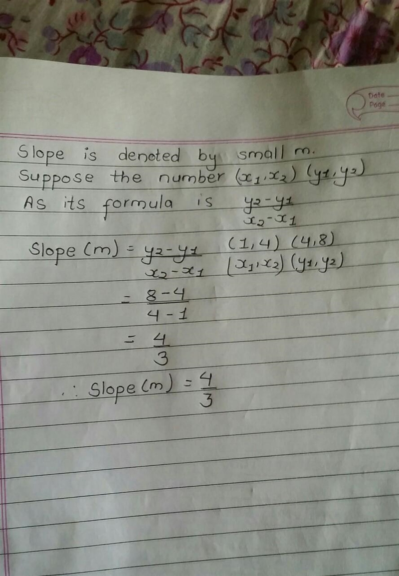 What is the slope of the line that contains the points (1,4) and (4,8)-example-1