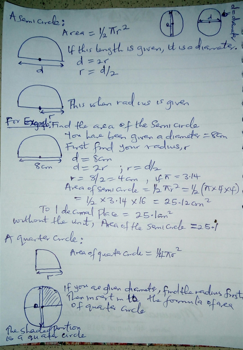 Determine the area of each semicircle or quarter circle. Think carefully about whether-example-1